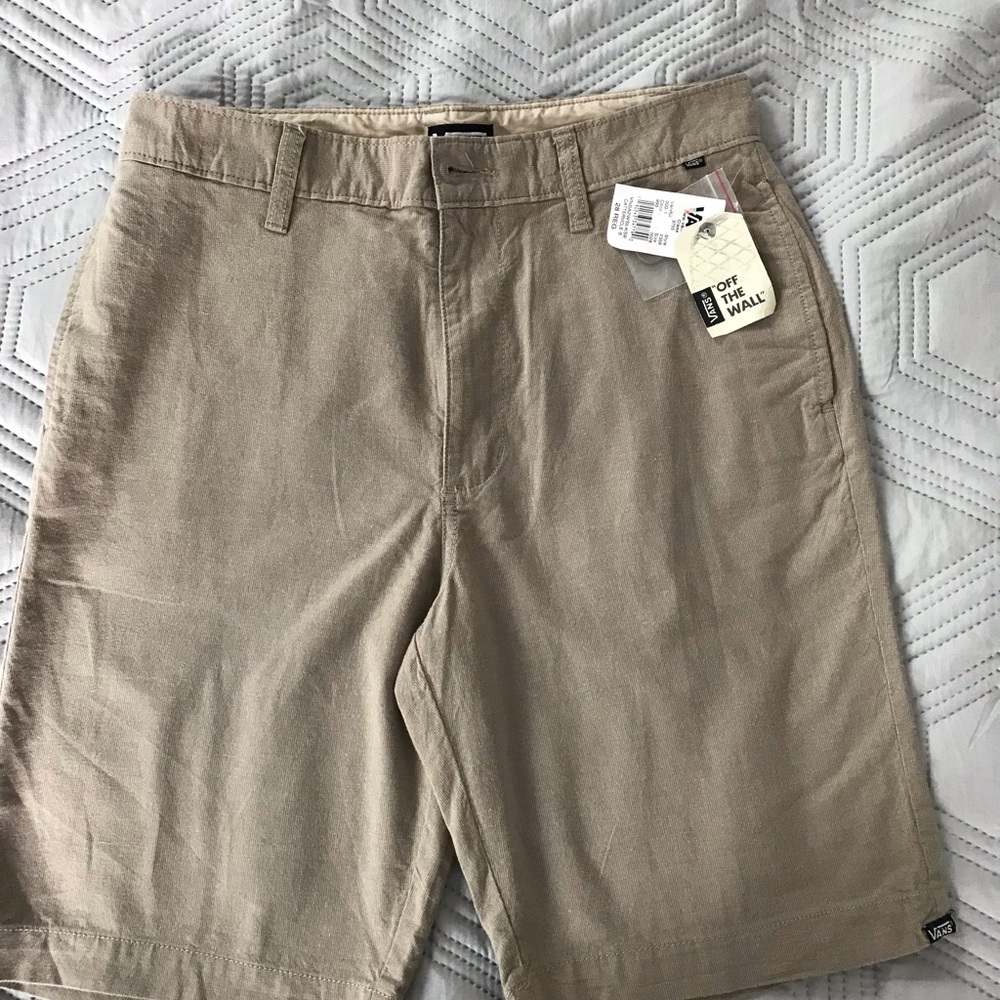Vans Tan Flat Front Shorts Casual Style